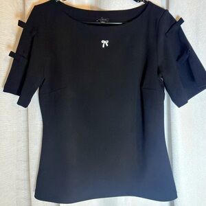 Ann Taylor Black Blouse with Bow Accent